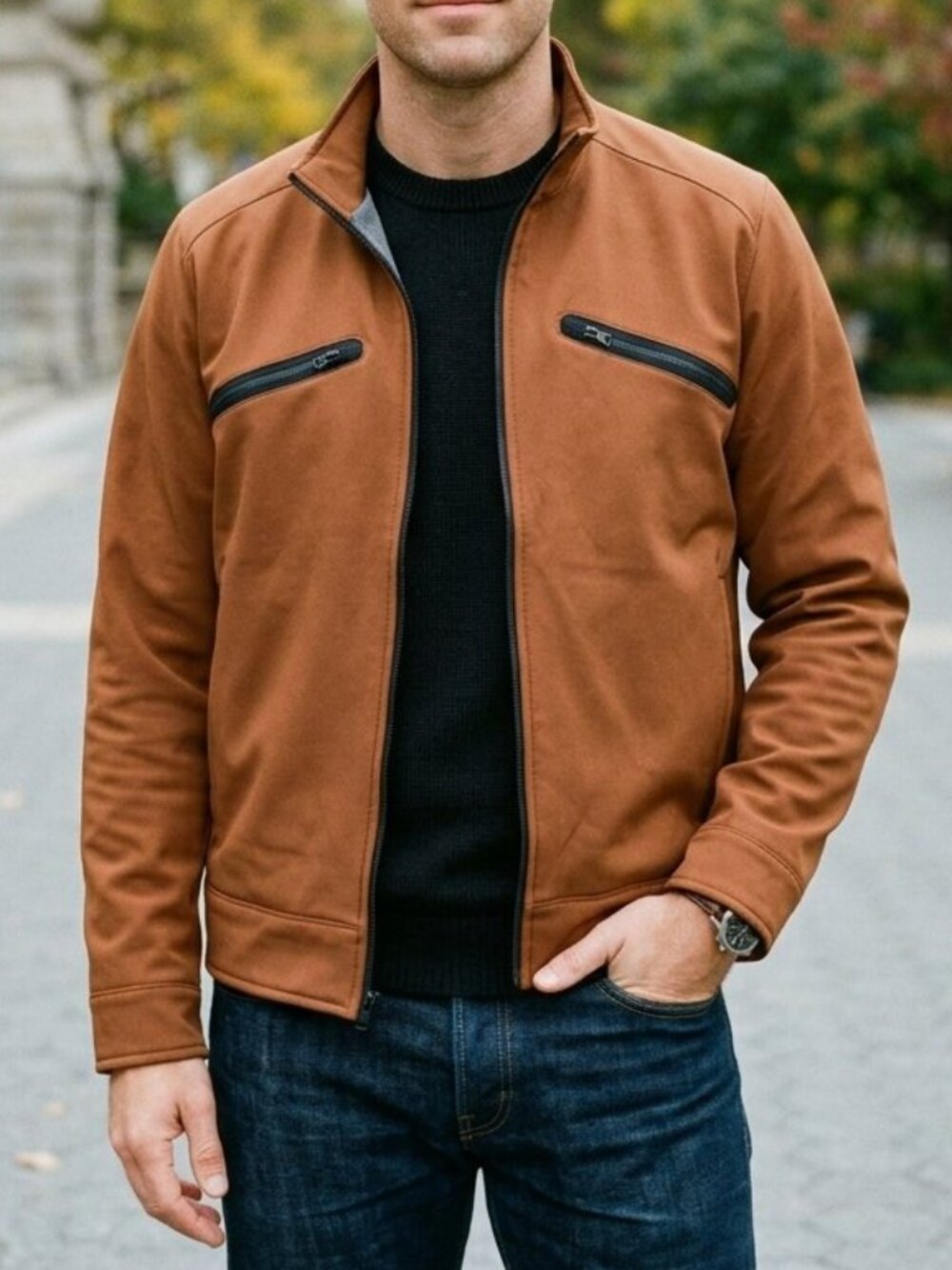 Blurr Men's Casual Brown Outerwear Jacket Size M Pockets Regular Fit